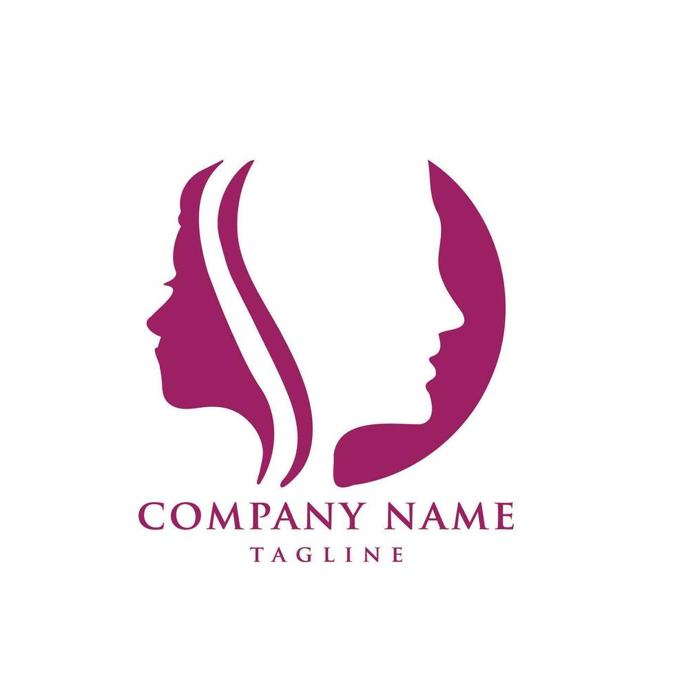 beauty lady hair logo vector