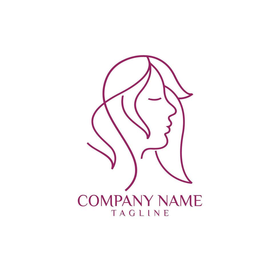 beauty lady hair logo design vector