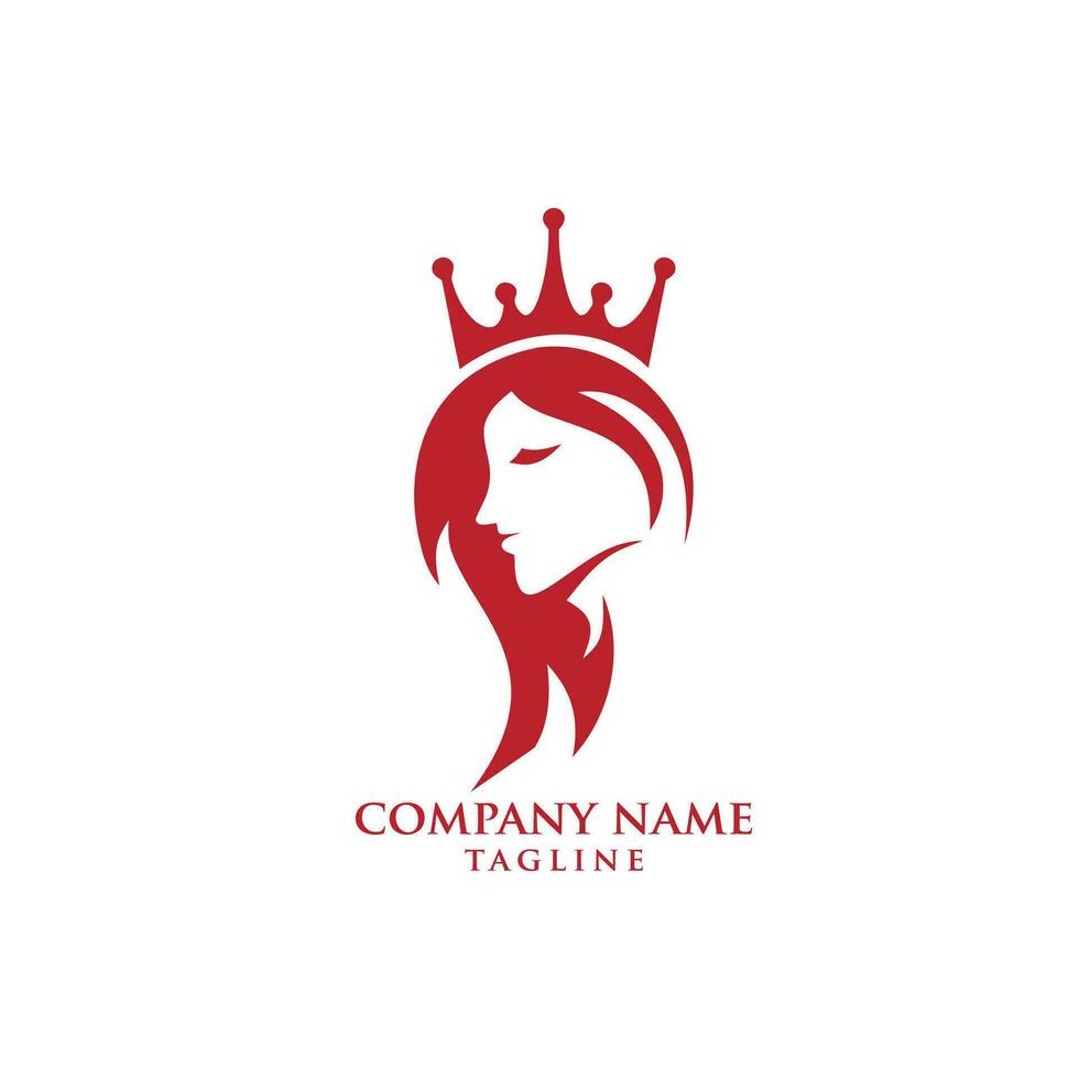 beauty lady hair logo design vector