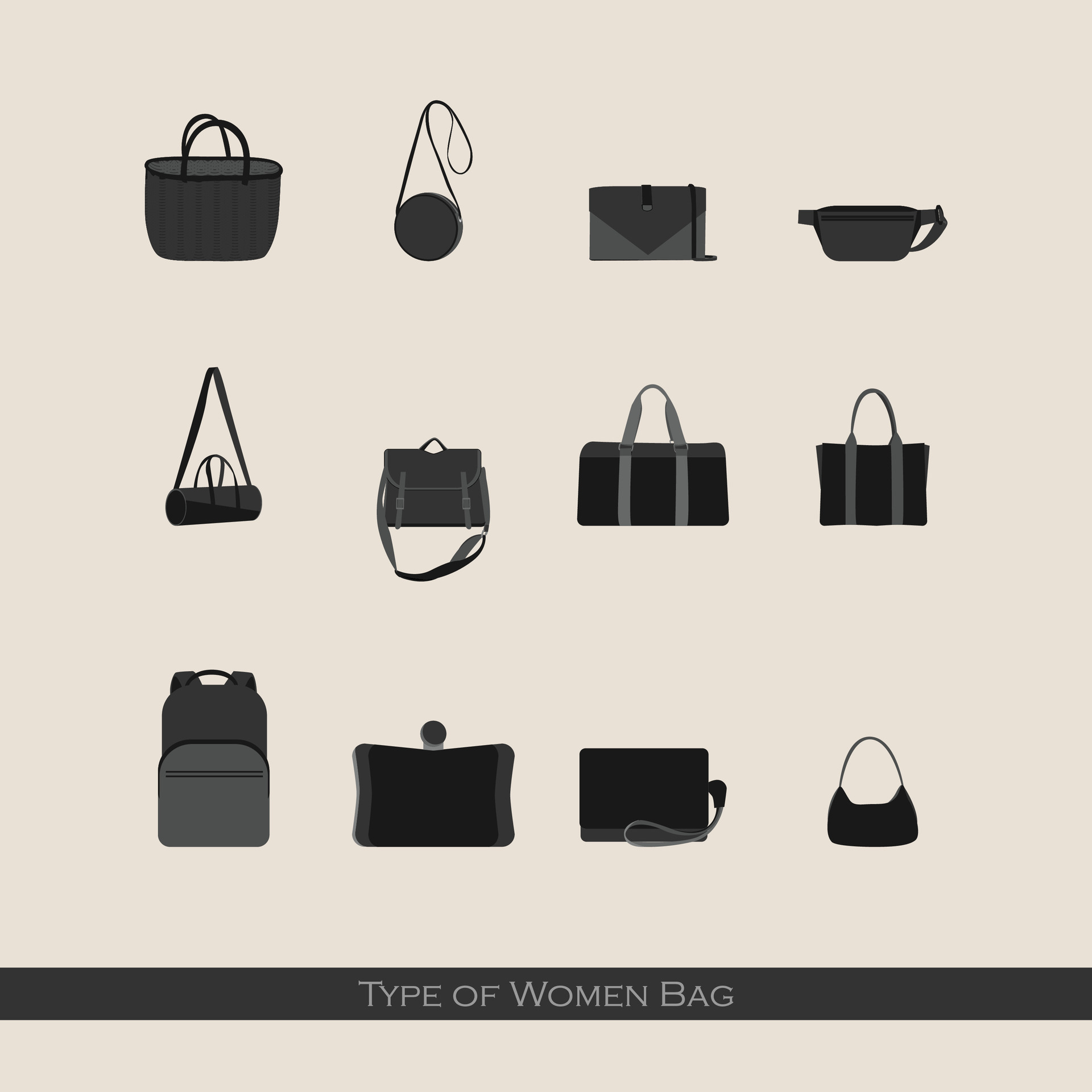 Type of Women Bag Package 29240711 Vector Art at Vecteezy