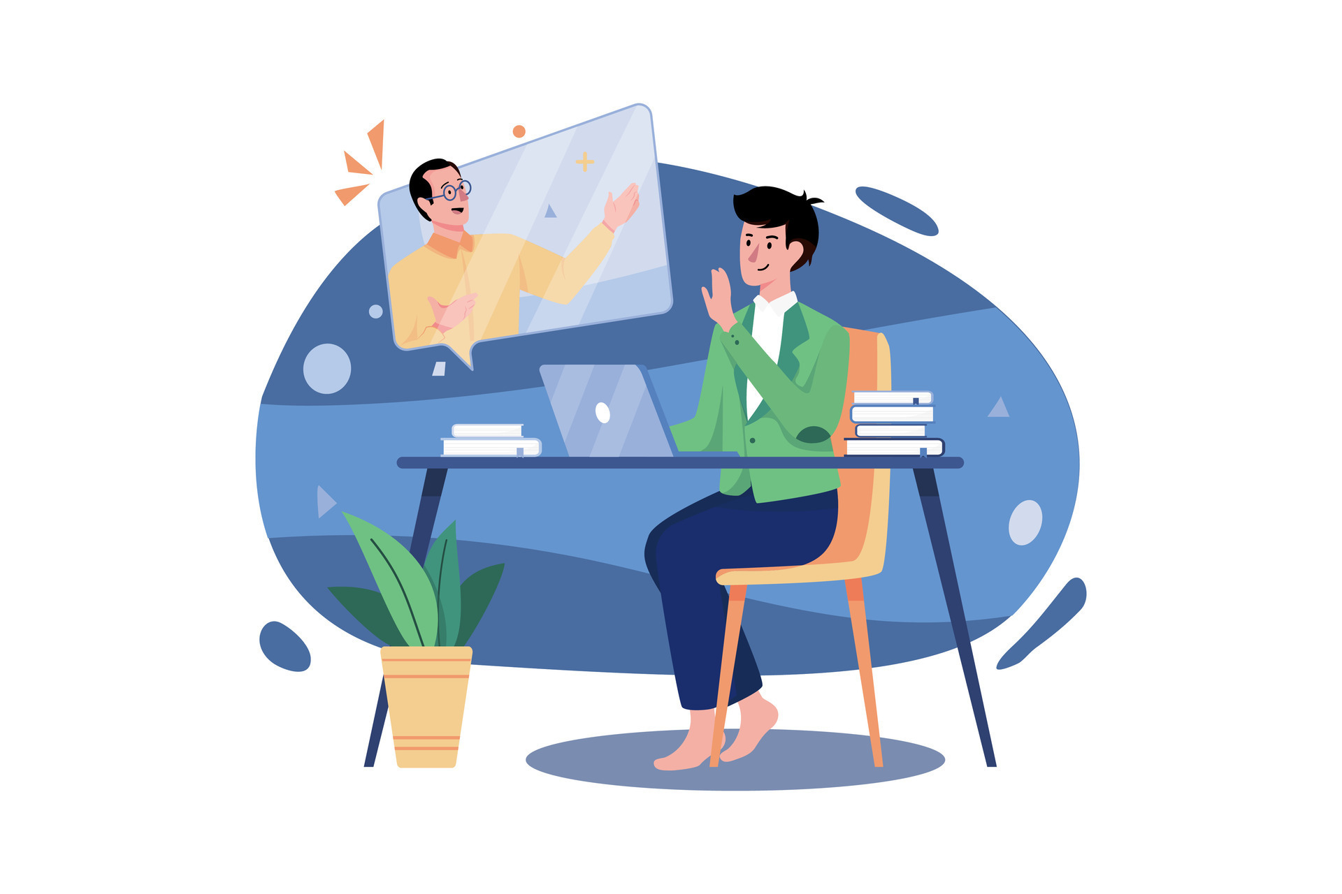 Male Student Attending The Webinar 29240755 Vector Art at Vecteezy