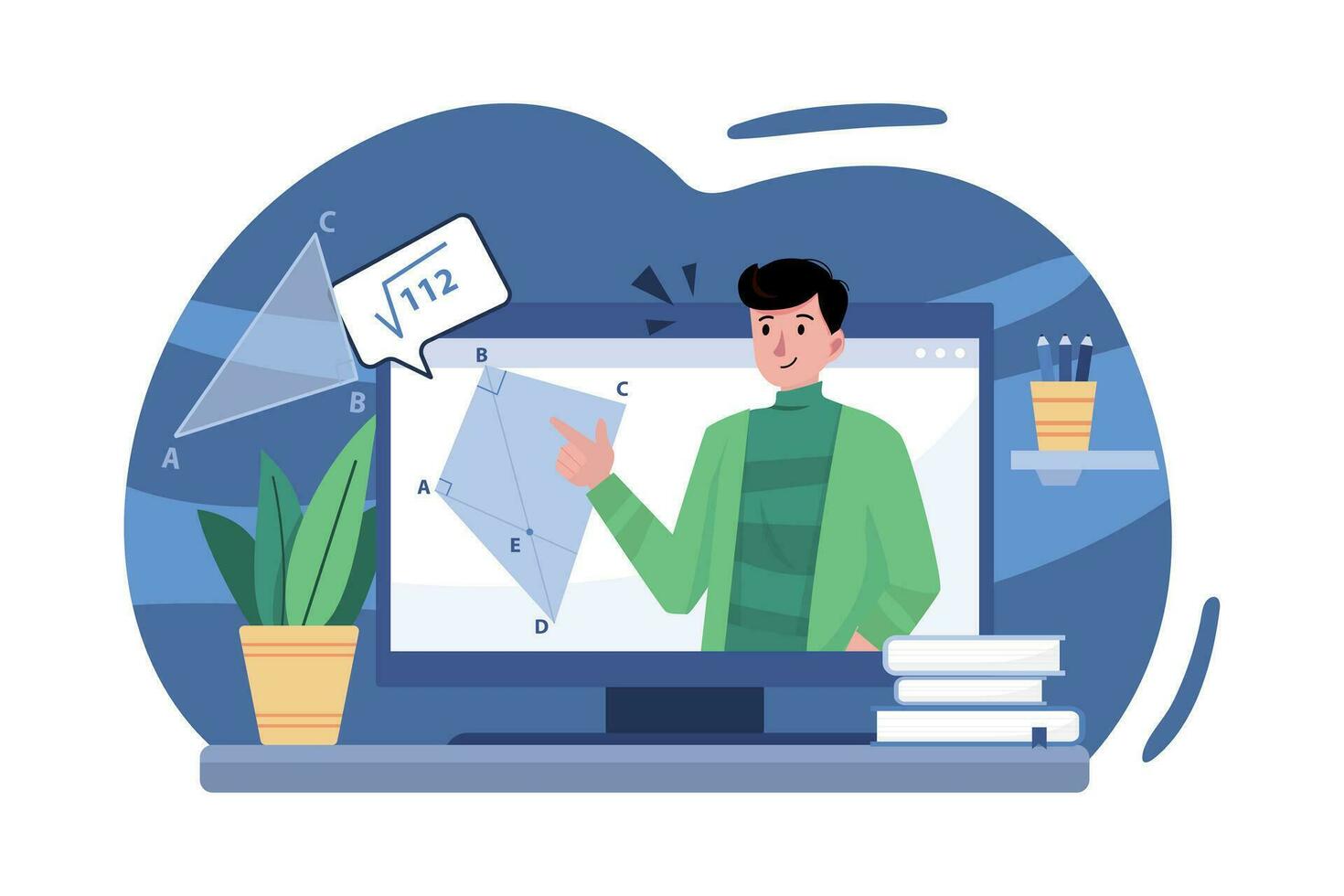 Online Lecturer Teaching Maths vector