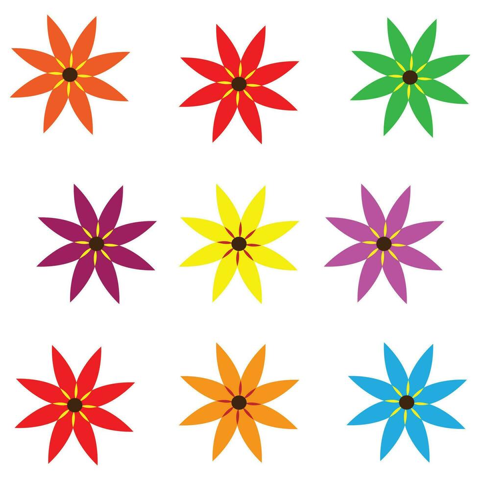 Different Color Flowers set Beautiful flower vector