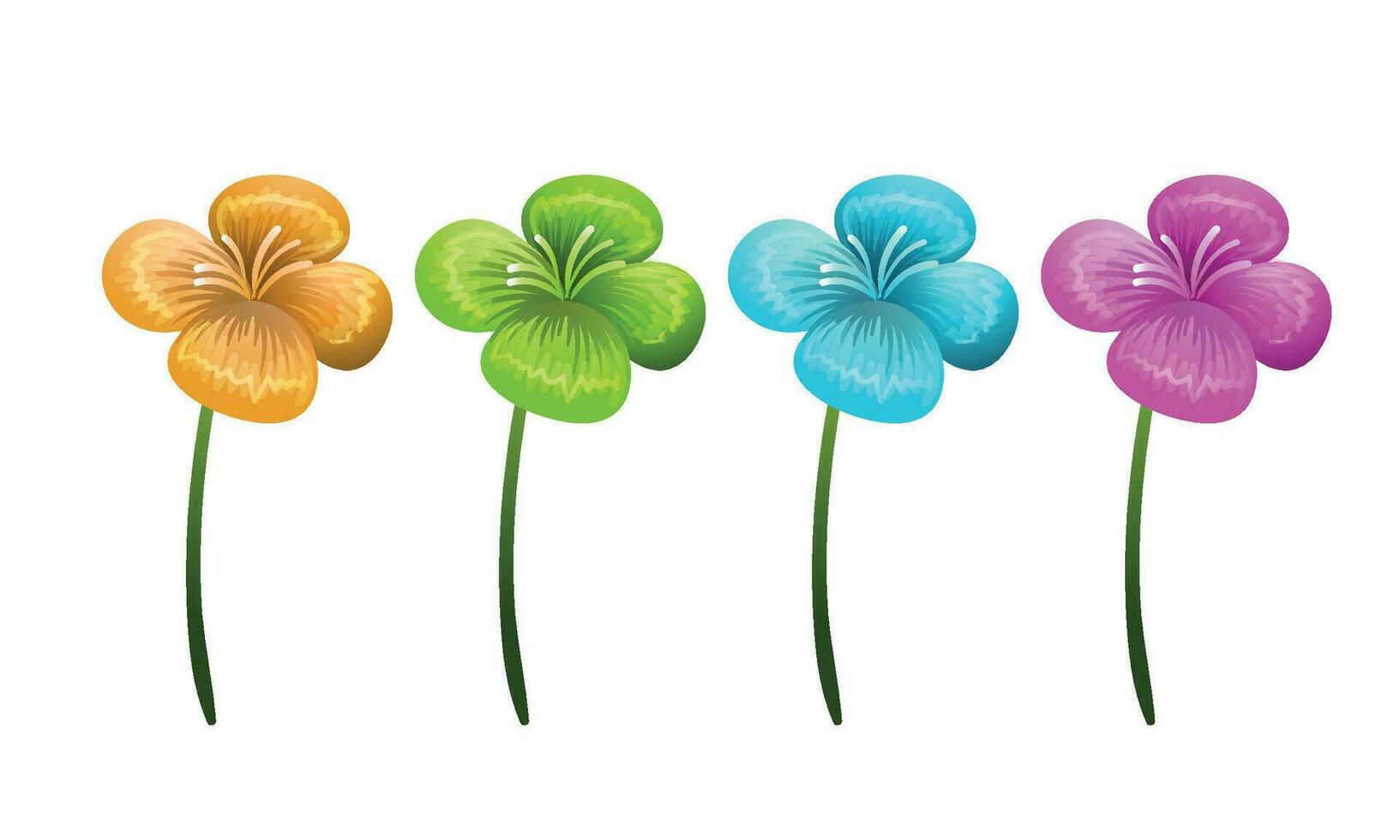 Vector flowers in eight different colors