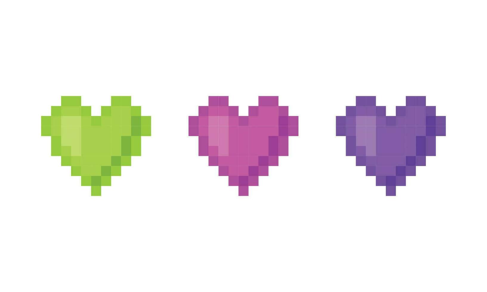 Vector colorful heart in pixel art style. 8 bit icon. valentine's day symbol. vector illustration