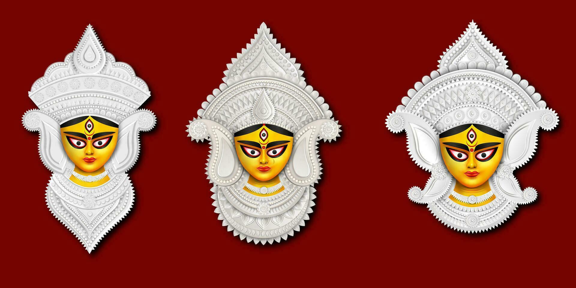 Durga Face illustration for the Happy Durga Puja Celebration vector