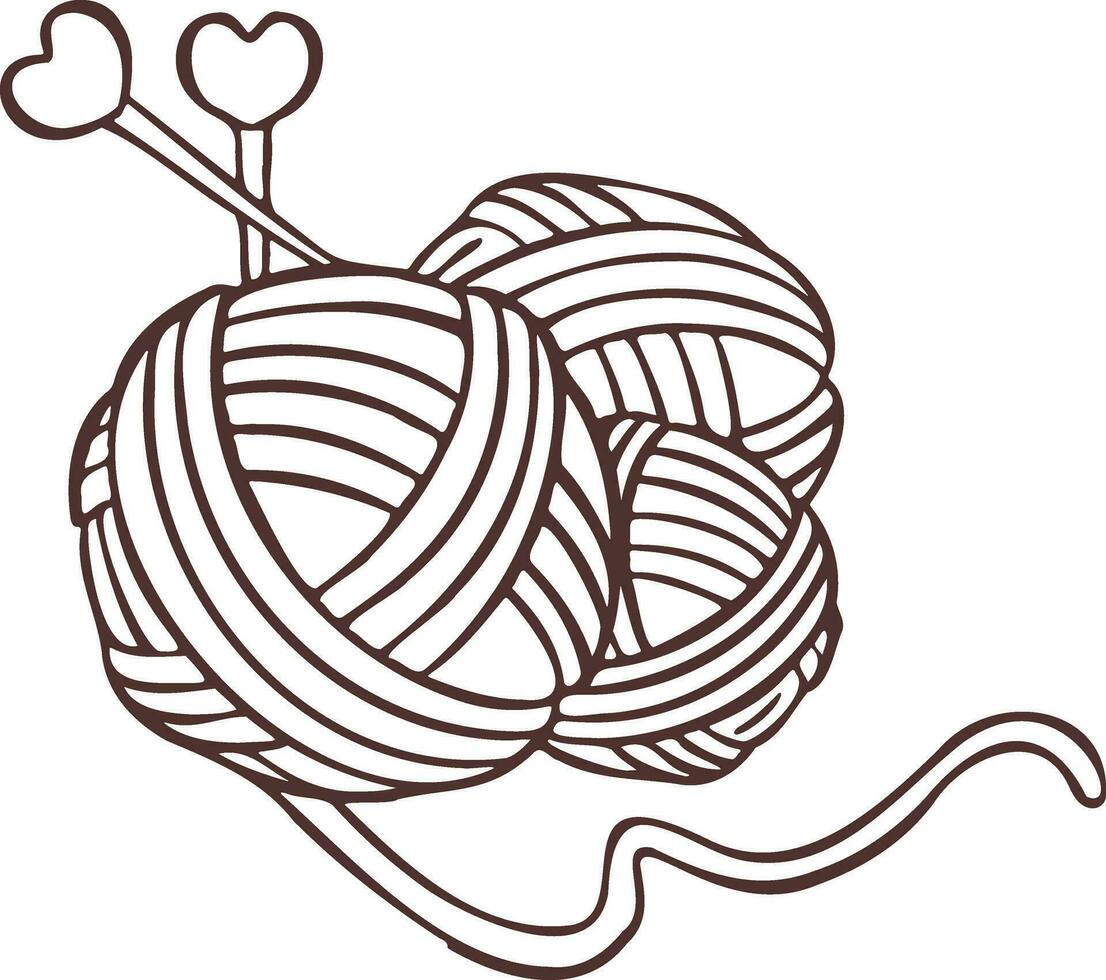 Knitting sewing symbols thread yarn skein needlework  vector