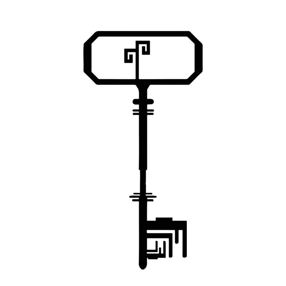 Technology door key silhouette, symbol, vector
