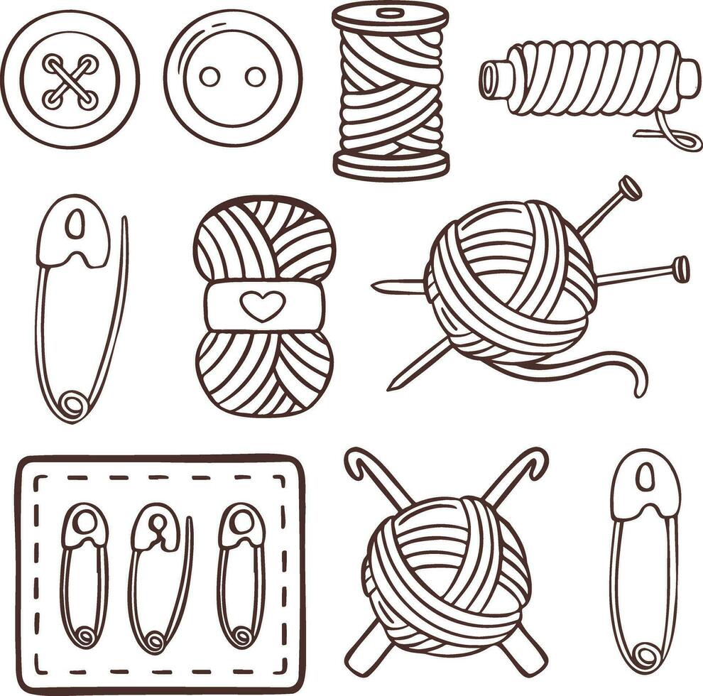 Knitting sewing symbols set needlework  vector made by hands