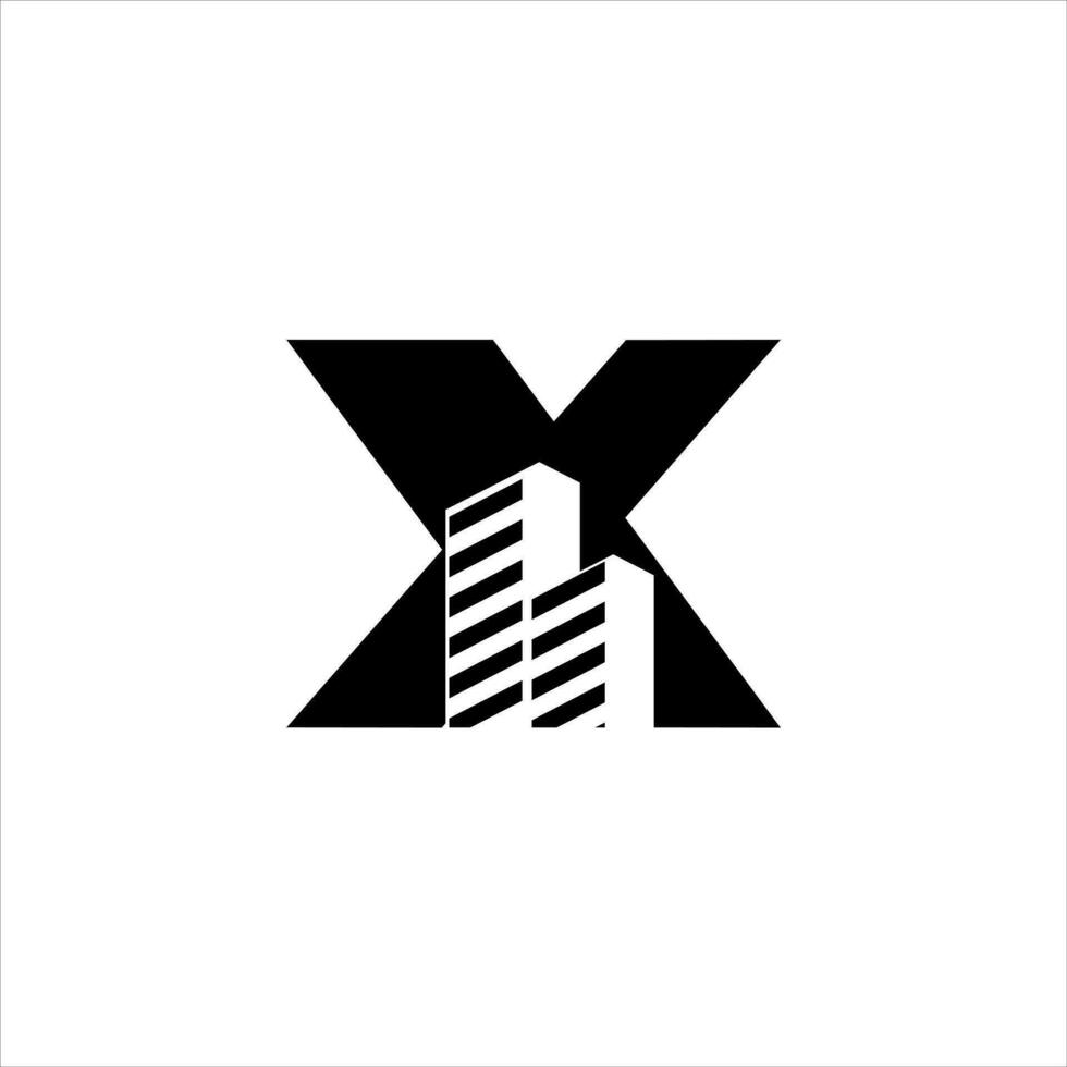 X inicial edificio logo diseño vector símbolo gráfico