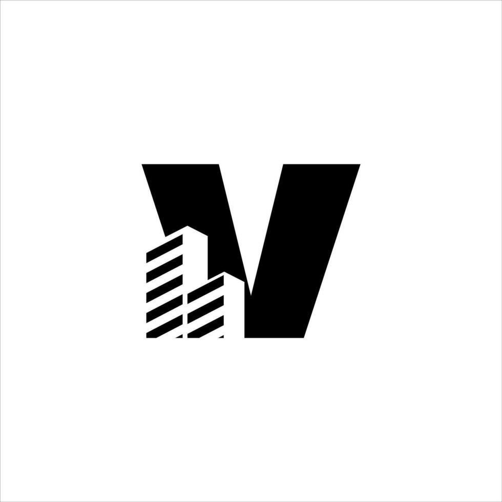 V initial building logo design vector symbol graphic