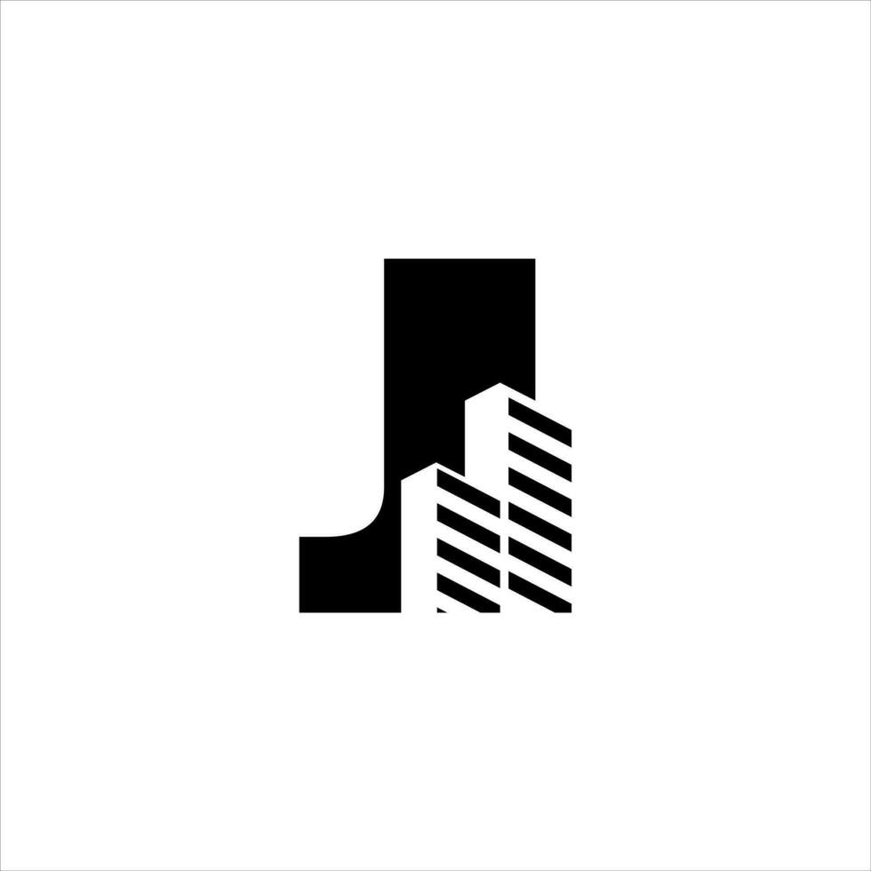 J initial building logo design vector symbol graphic