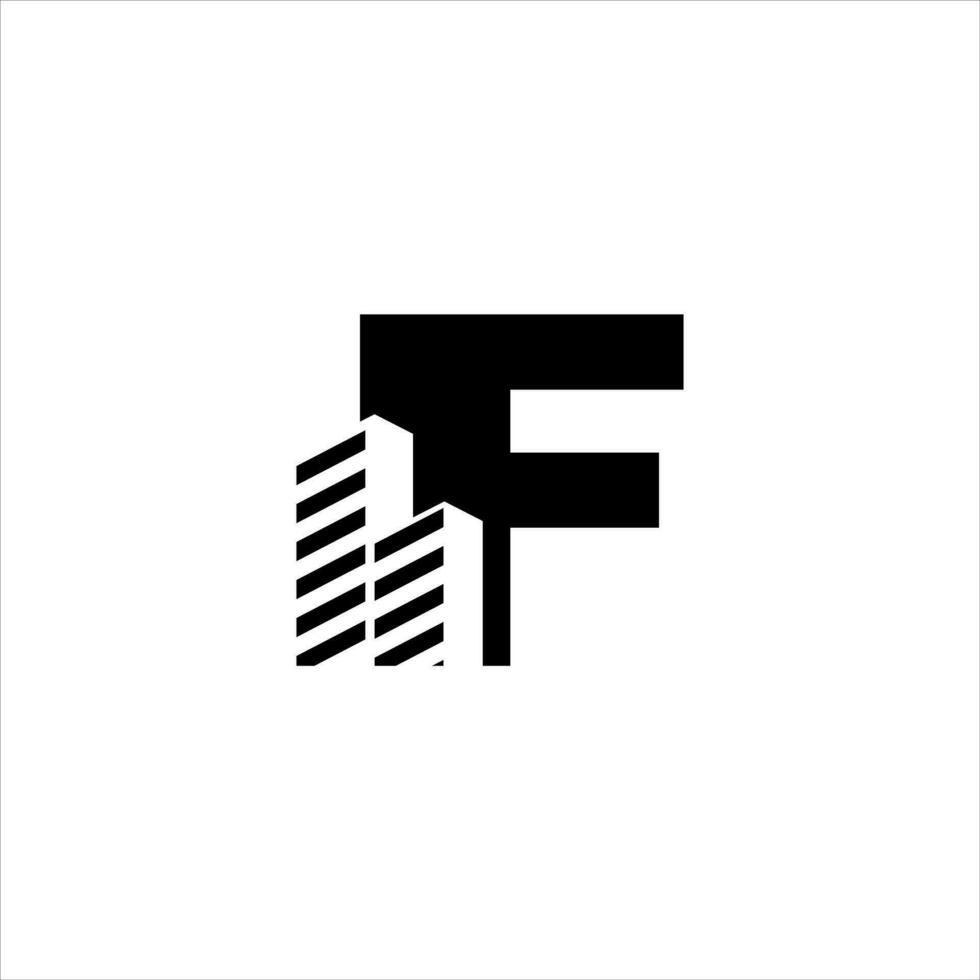 F inicial edificio logo diseño vector símbolo gráfico