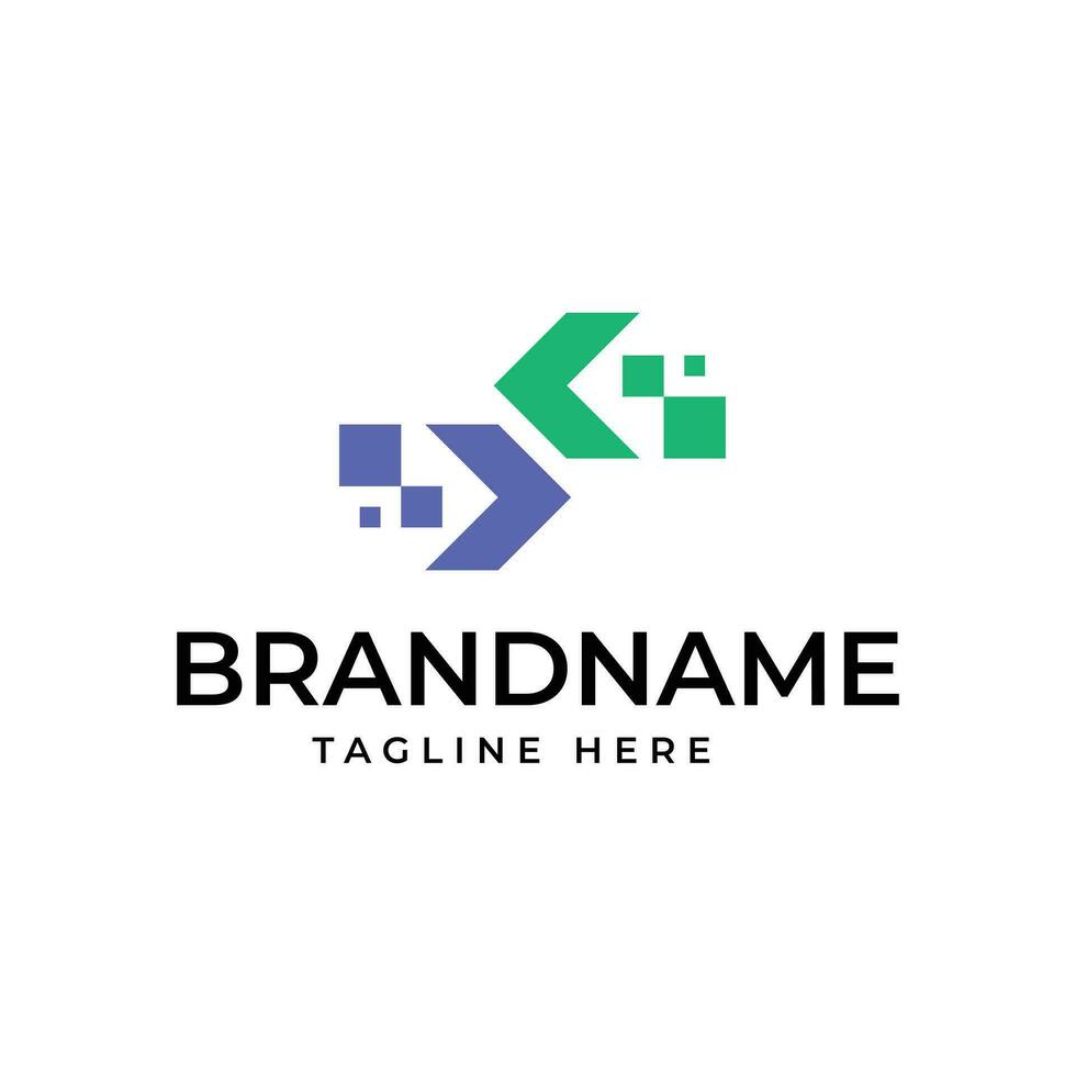 Transfer arrow logo followed by pixel shape vector