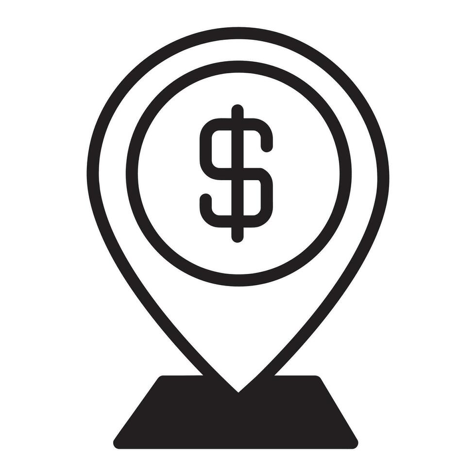 Location Vector Icon or Bank Location Vector Icon.Or dollar pin vector icon. Lineal style, from accounting icons collection, isolated on white Background.