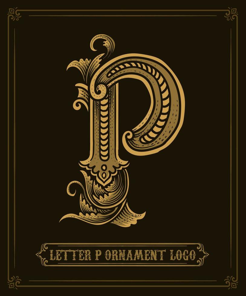 Vintage ornament logo letter P - Vector Logo