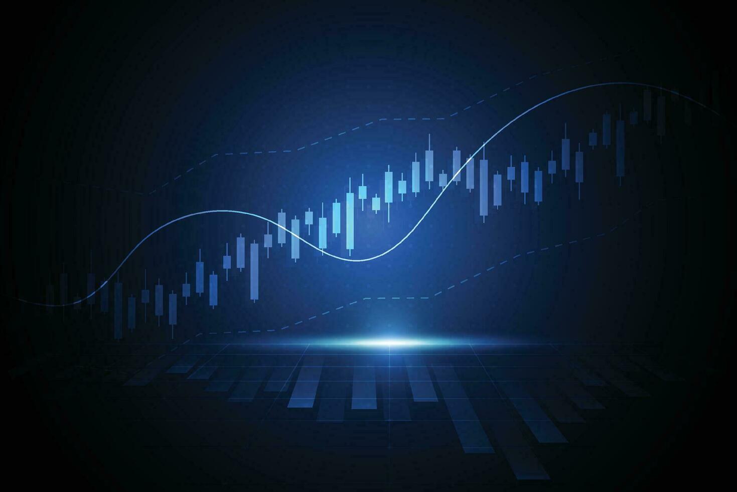 Gráfico del gráfico del palo de la vela del negocio del comercio de inversiones del mercado de valores en el diseño del fondo blanco punto alcista, tendencia del gráfico. ilustración vectorial vector