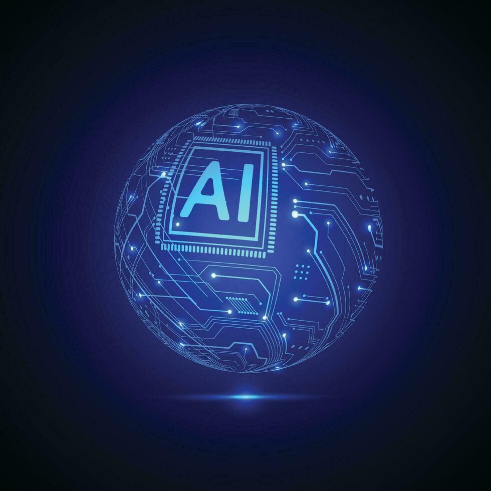 Artificial intelligence circuit line style. Machine learning design. Smart network digital technology. AI. Vector illustration