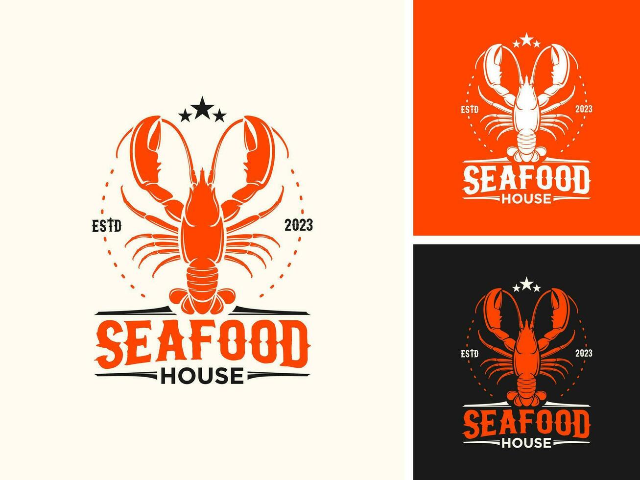 Vector seafood lobster restaurant ocean logo