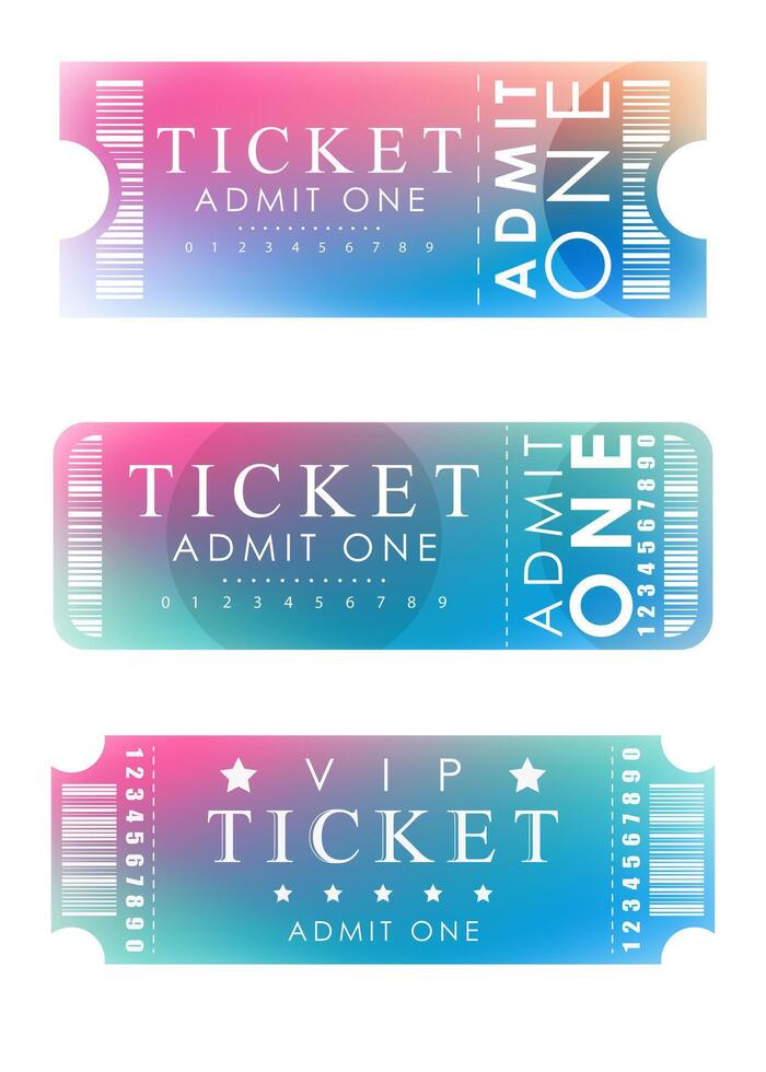 Ticket template set. Ready design for your business. Isolated. . vector