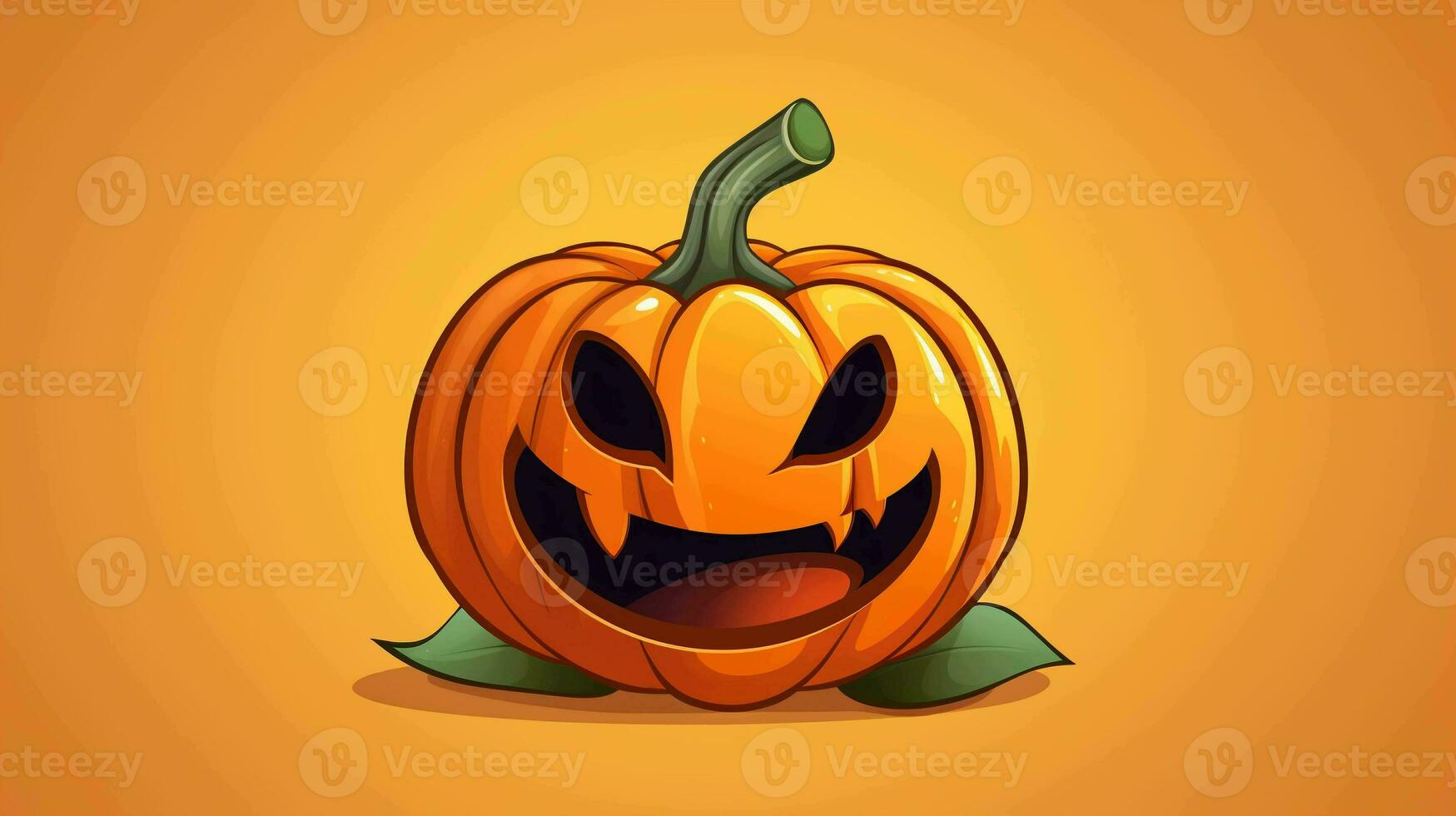 Cute Cartoon Jack O Lantern. Halloween Spirit on a Pastel Background, Perfect for Festive Fun photo