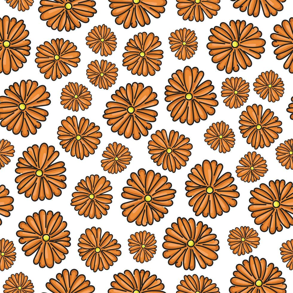 Floral pattern. Pretty flowers on white background. Printing with yellow flowers. Ditsy print. Seamless vector texture.