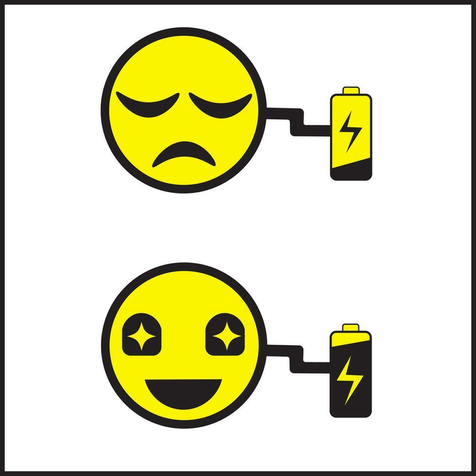 vector illustration design of emoticon expression while charging. suitable for icons, logos, posters, websites, t-shirt designs, stickers, concepts, advertisements.