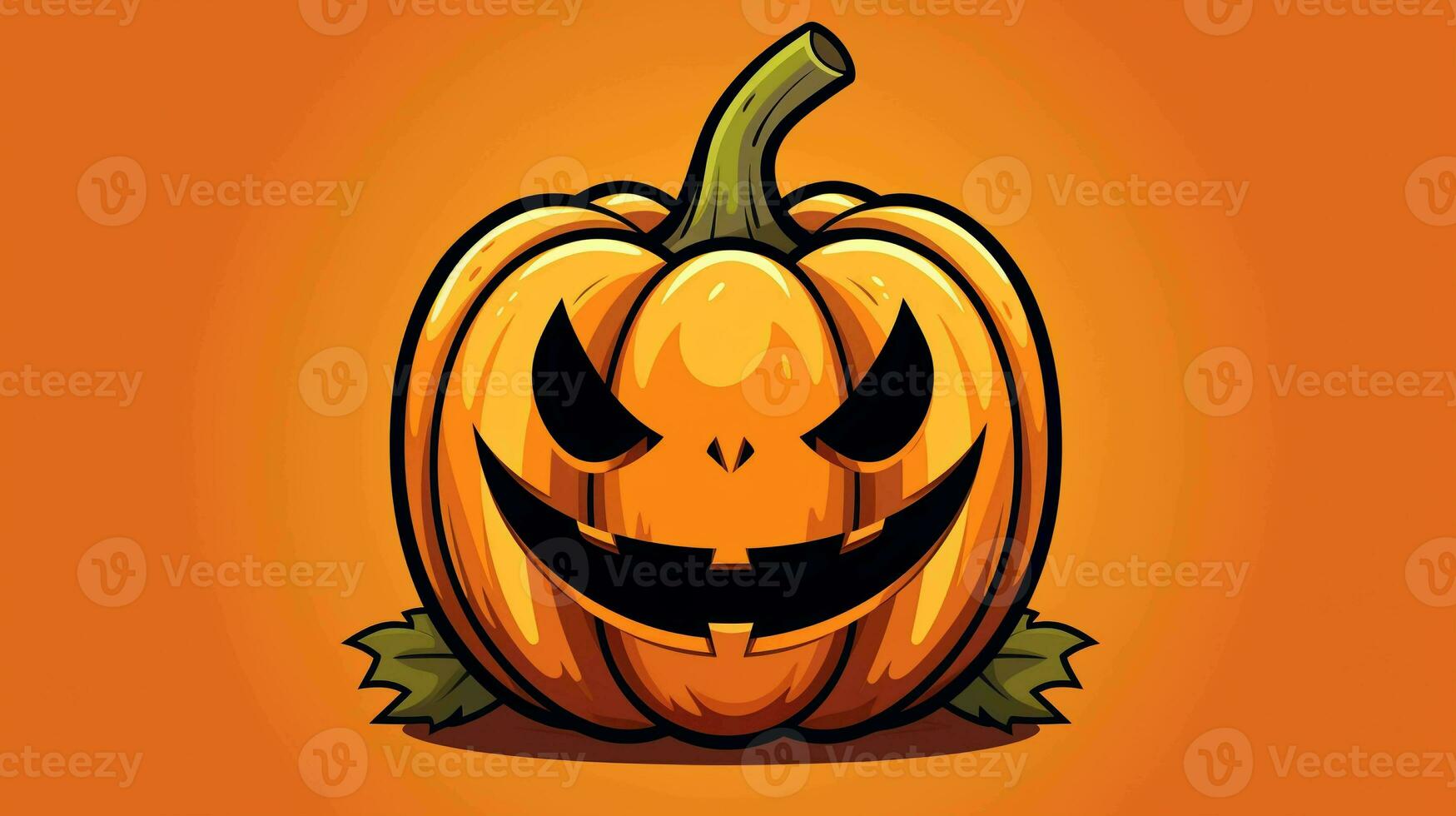 Cute Cartoon Jack O Lantern. Halloween Spirit on a Pastel Background, Perfect for Festive Fun photo