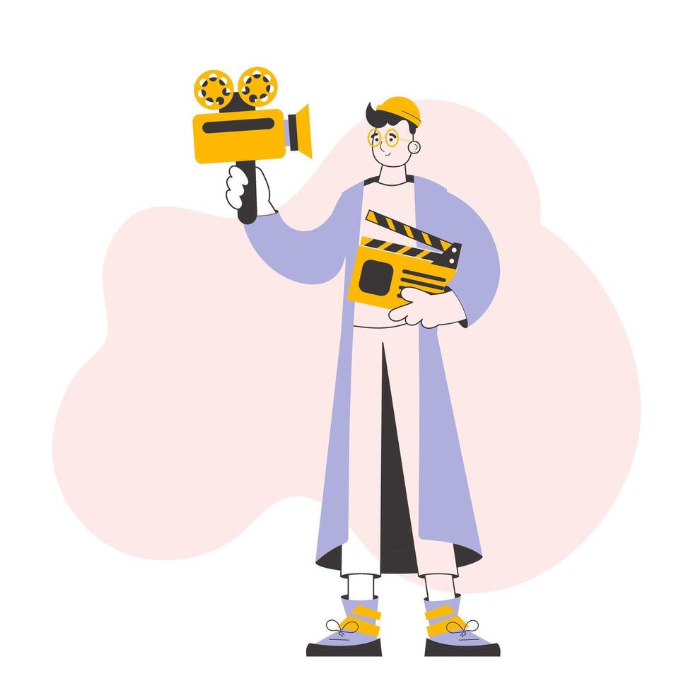 Blogger guy. The concept of social networking. Line art trendy style. illustration. vector