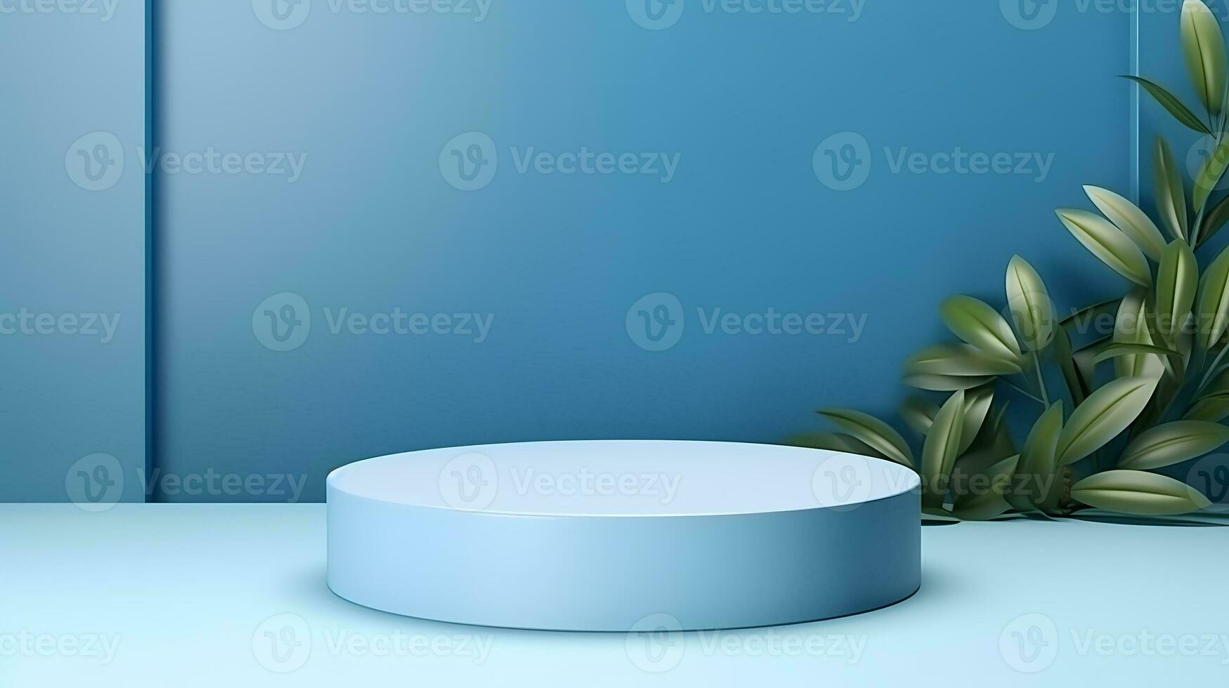 Minimal podium with plant for display product, product showcase, product exhibition, or product presentation. AI Generative photo