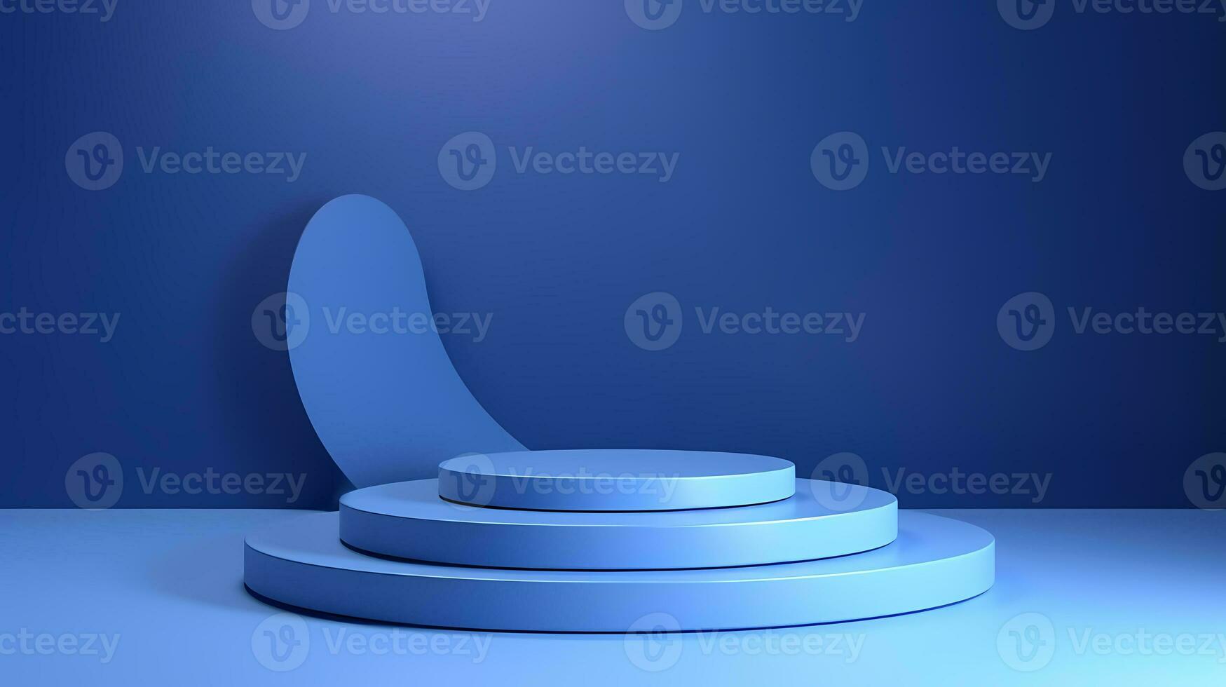 Minimal blue podium for display product, product showcase, product exhibition, or product presentation. AI Generative photo