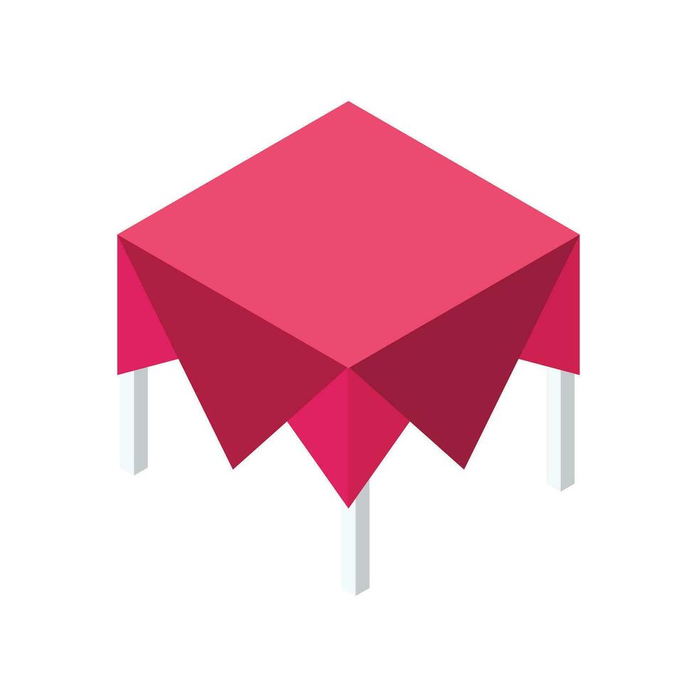 Vector table with tablecloth on white