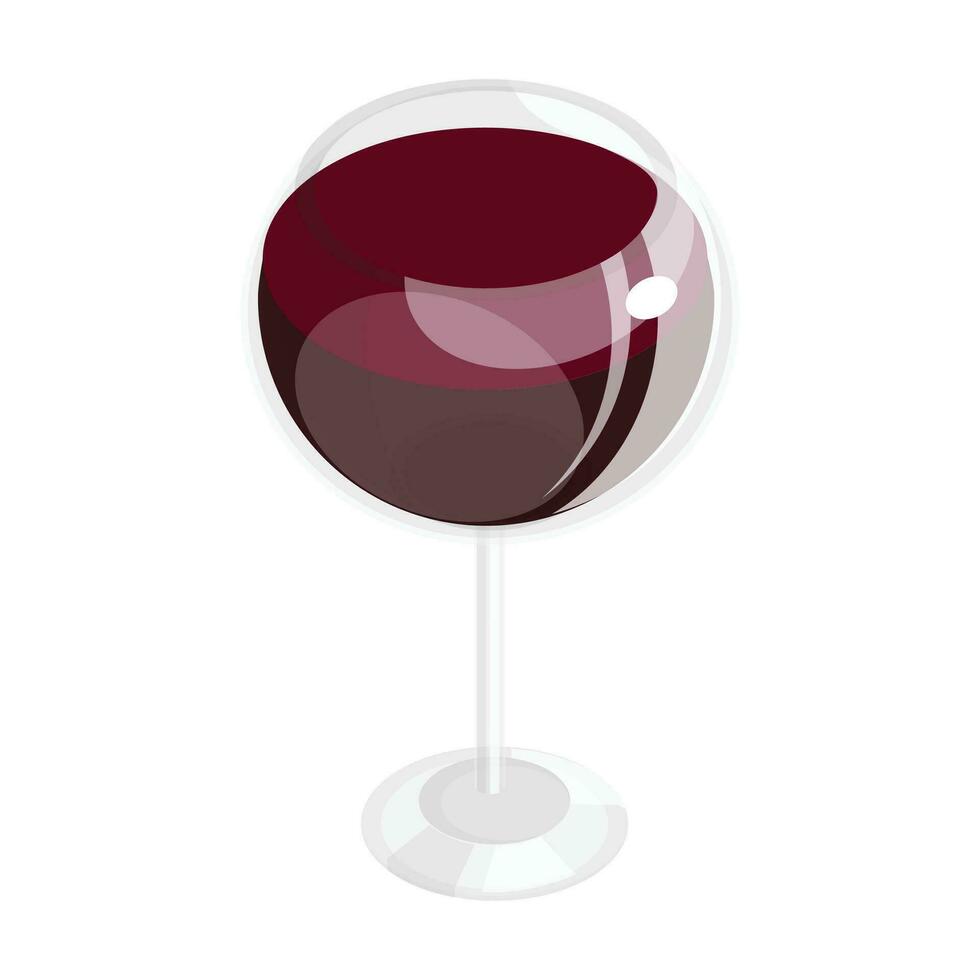 2 Vector a glass of red wine flat illustration