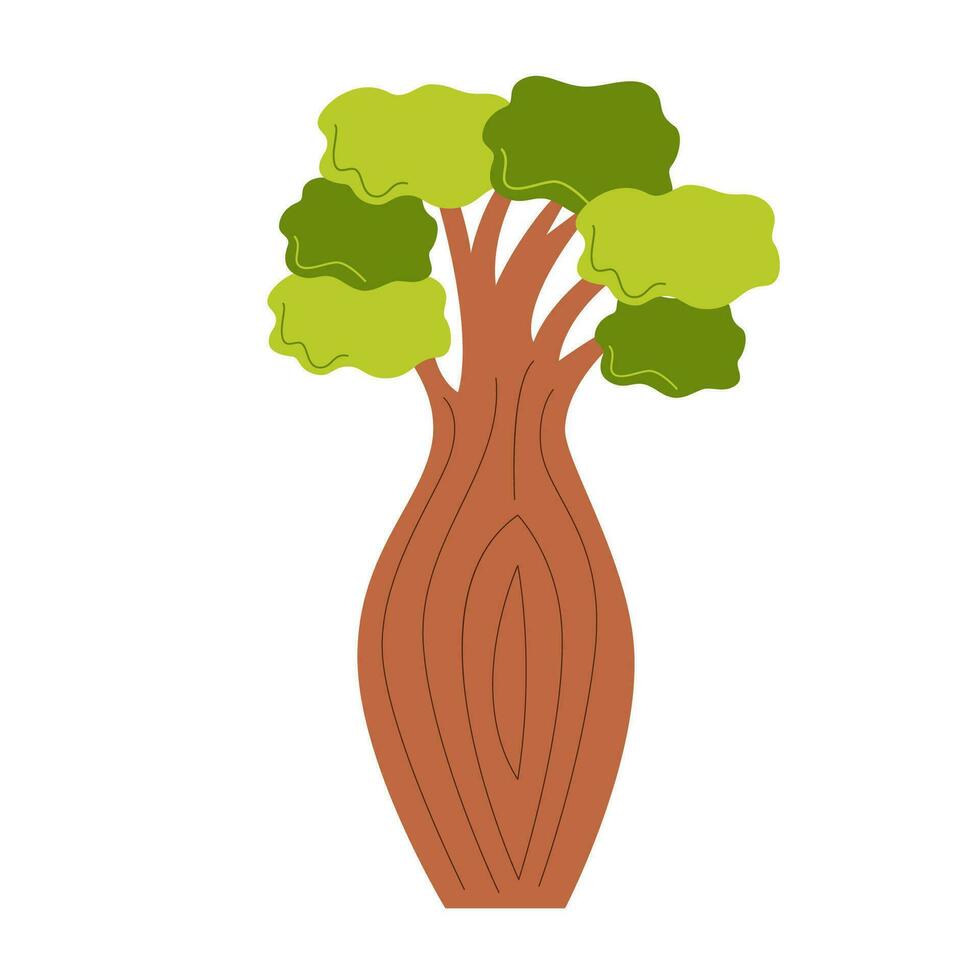 Vector picture of cute bottle tree isolated on white background.