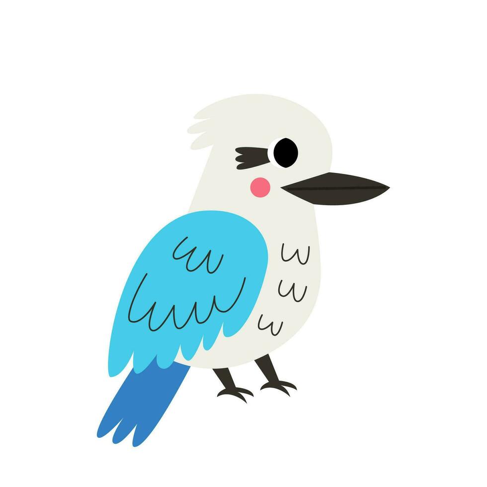 Vector picture of cute cartoon kookaburra bird isolated on white background.