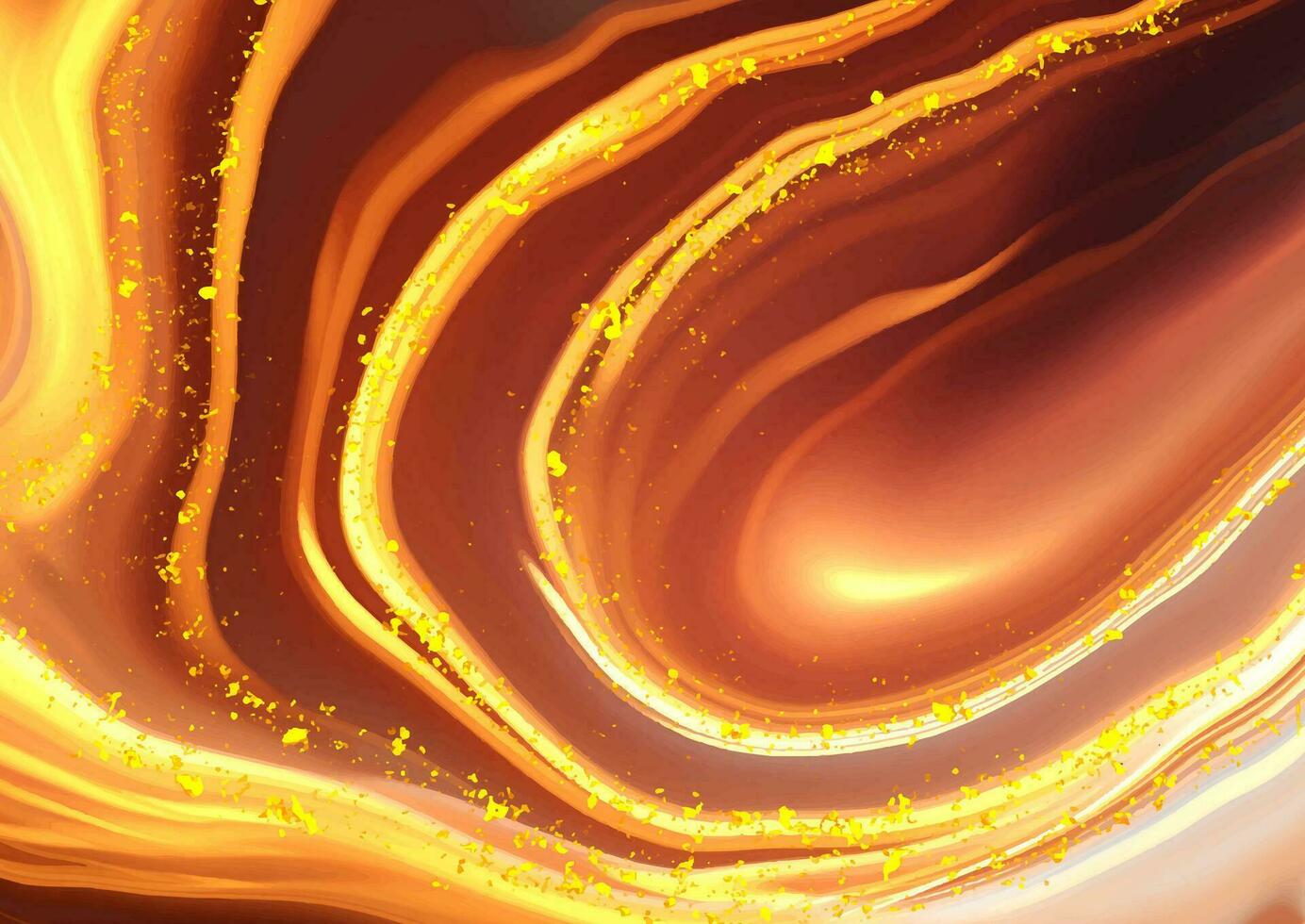Golden liquid marble background with gold glitter vector
