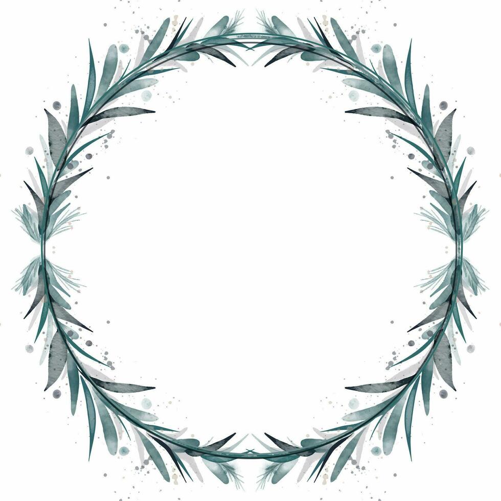 Decorative hand painted leaf wreath design vector