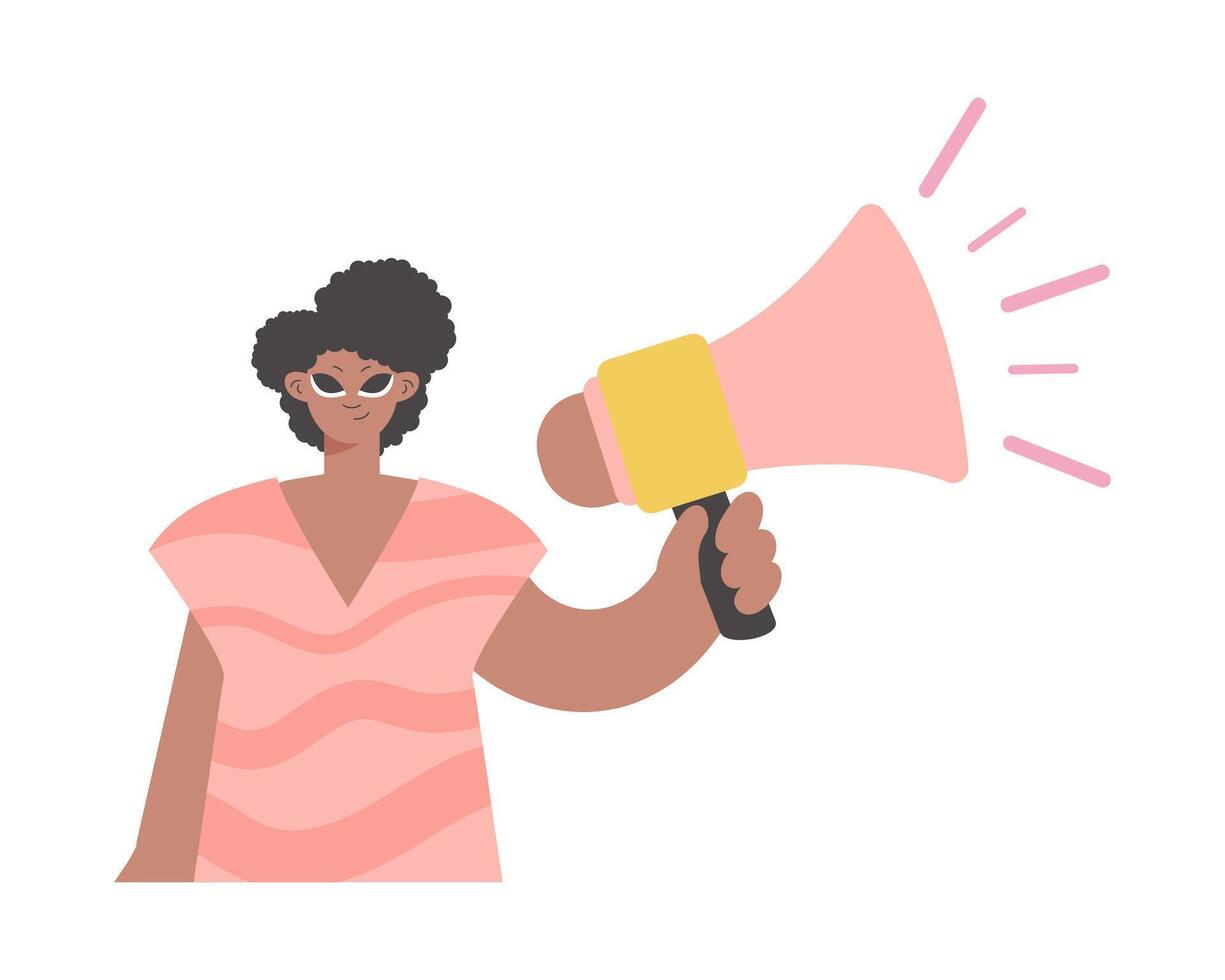 Empowered Communication. Man with Enhancer. vector