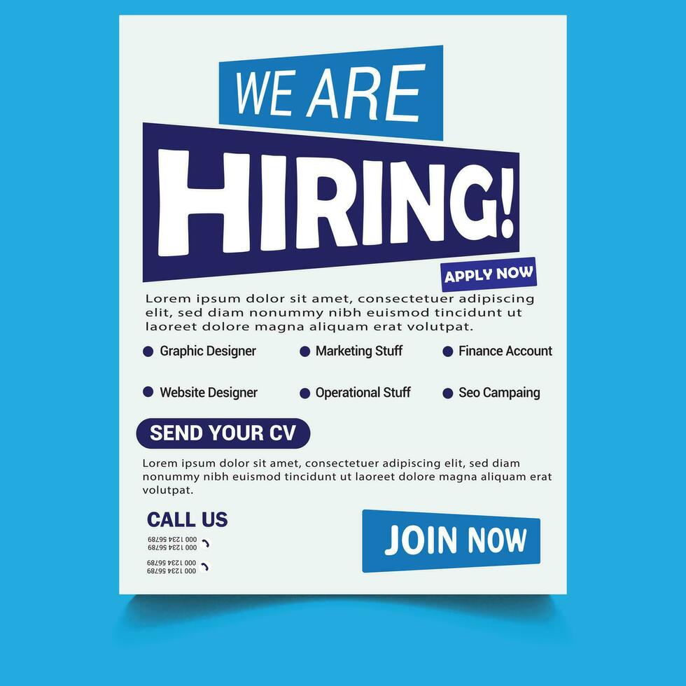 Vector hiring poster and flyer template
