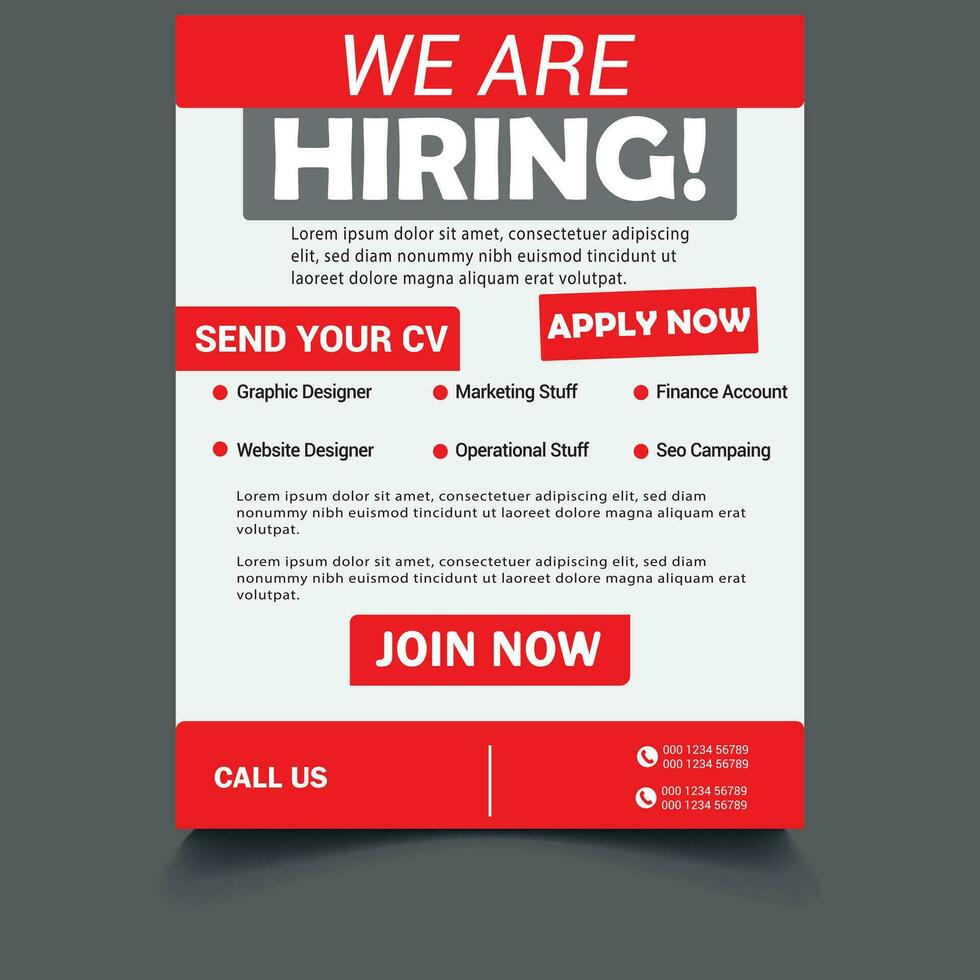 Vector hiring poster and flyer template