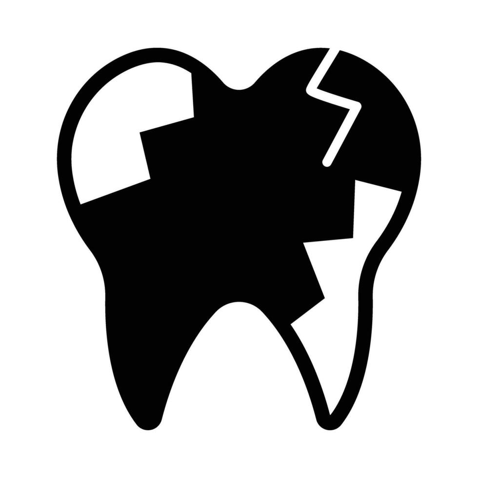 Broken Tooth Vector Glyph Icon For Personal And Commercial Use.
