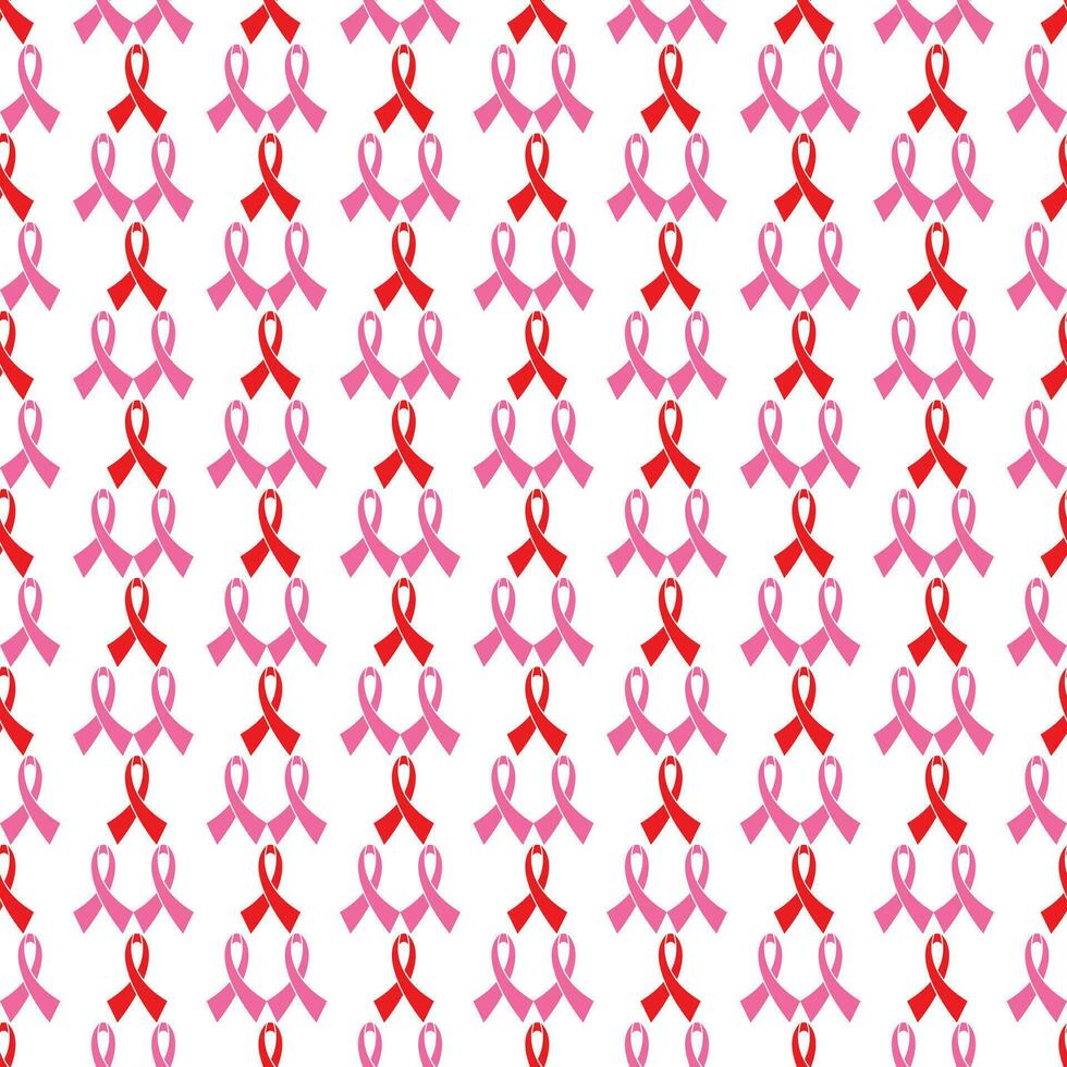 Breast cancer awareness realistic pink ribbon seamless pattern design vector