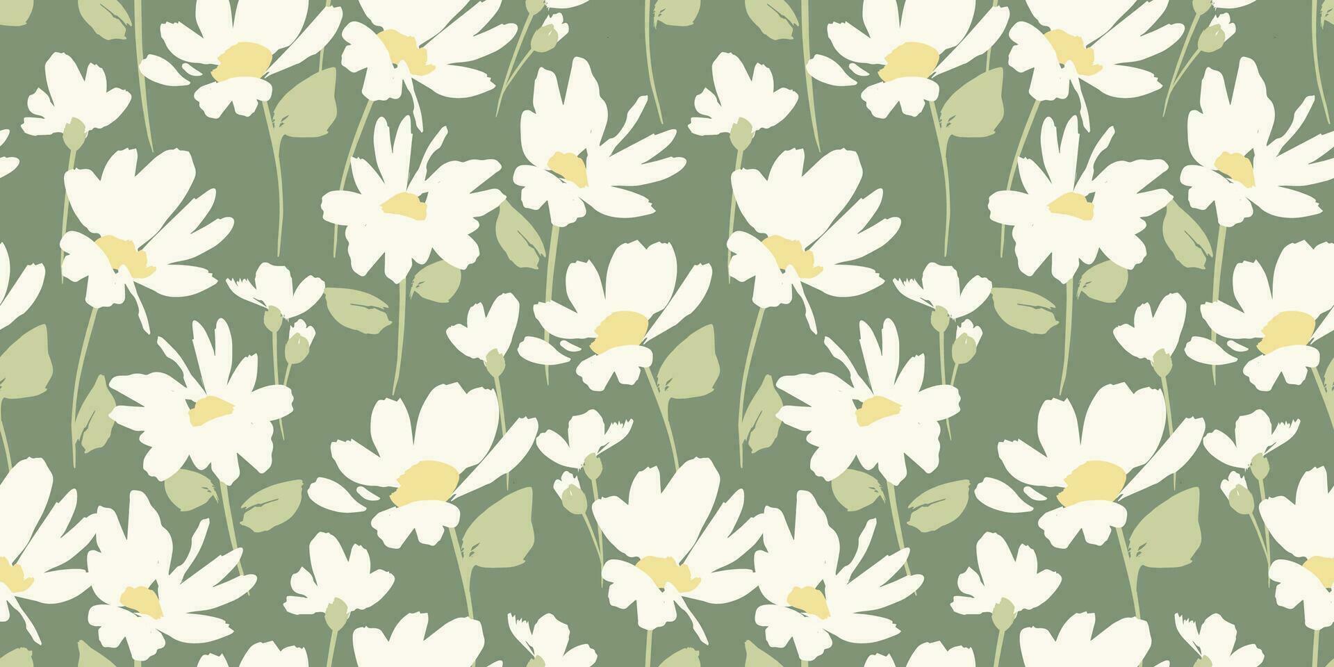 Abstract floral seamless pattern with chamomile. Trendy hand drawn textures. Modern abstract design for,paper, cover, fabric and other use vector