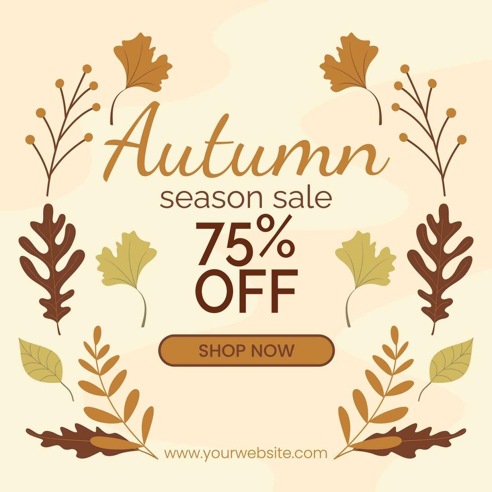 Fall and Autumn season vibes vector material. Green Brown Orange Red Color theme for Autumn season