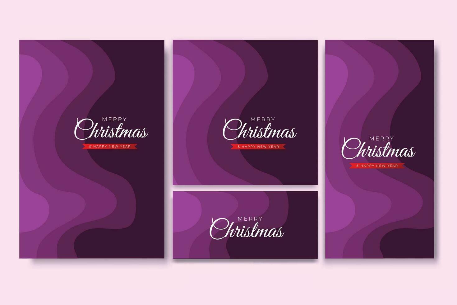 Merry Christmas Flyer and Social Media Bundle Set with Abstract Background Geometric vector