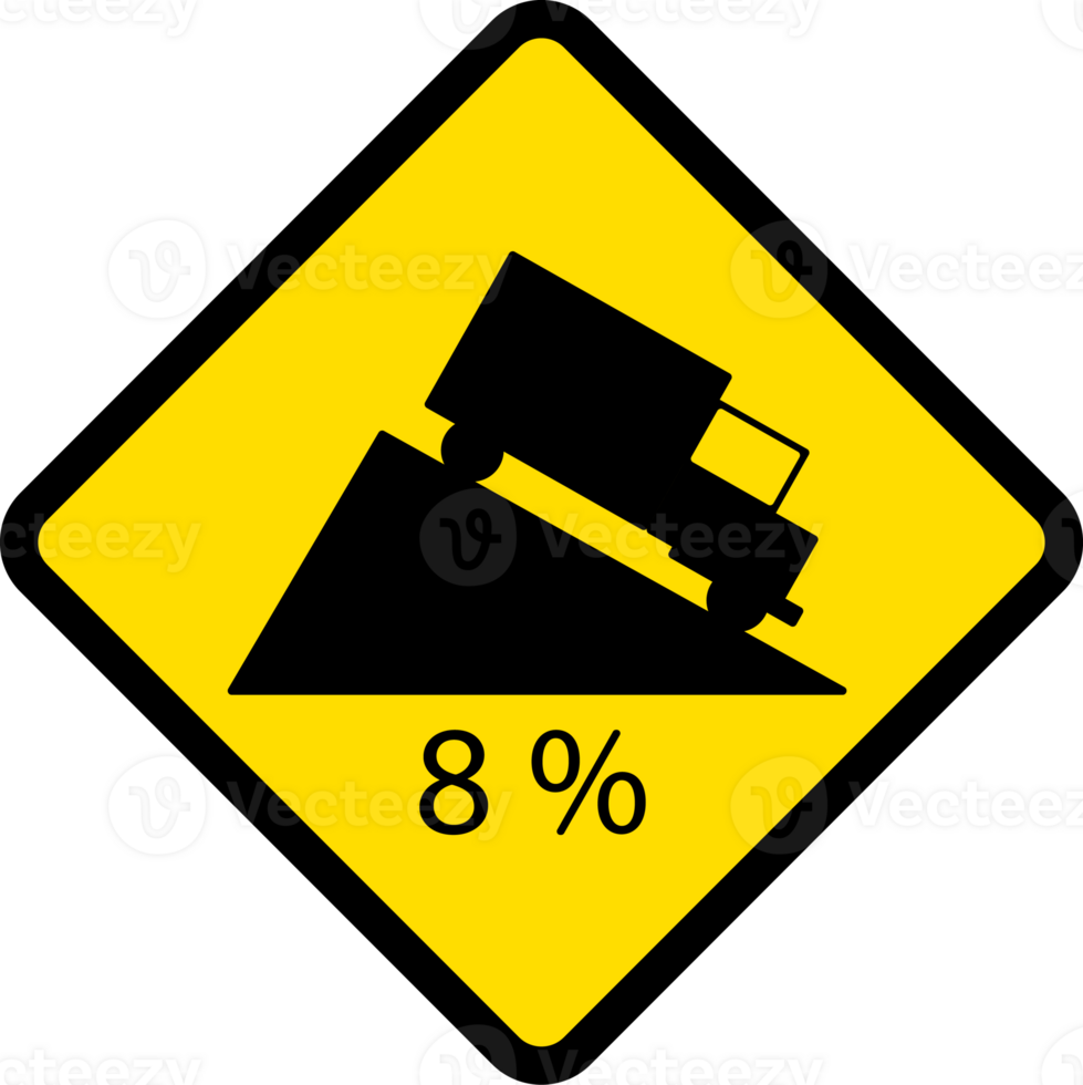 Steep descent, Road signs, warning signs icons. png