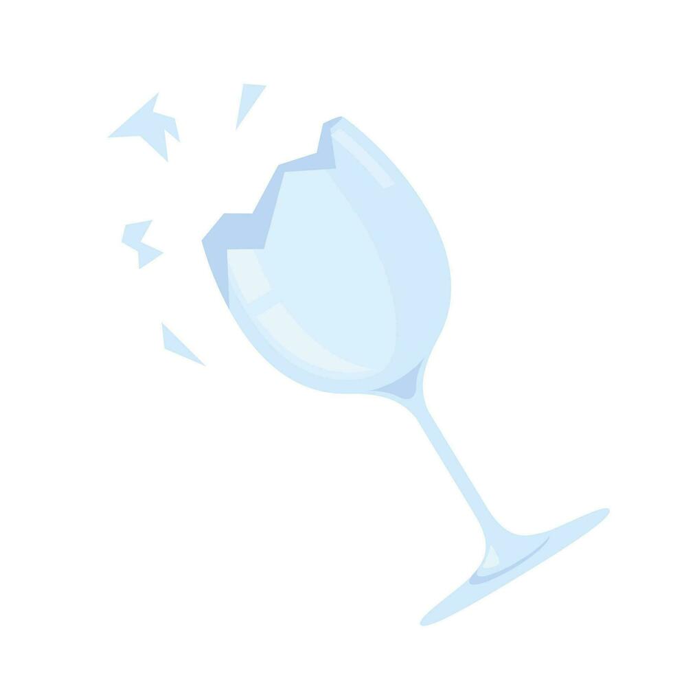Broken wine glass. Glass trash. Garbage recycle concept. Vector illustration.
