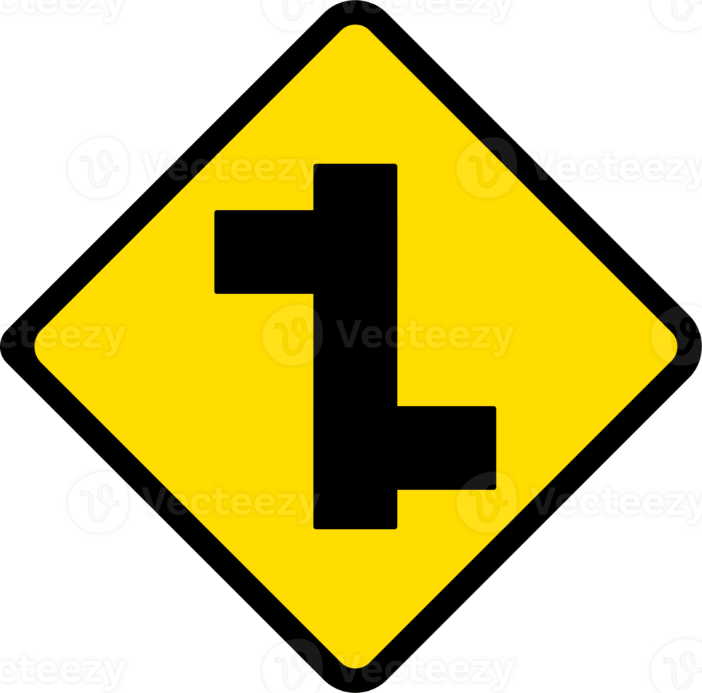 Offset road junction, right and left, Road signs, warning signs icons. png