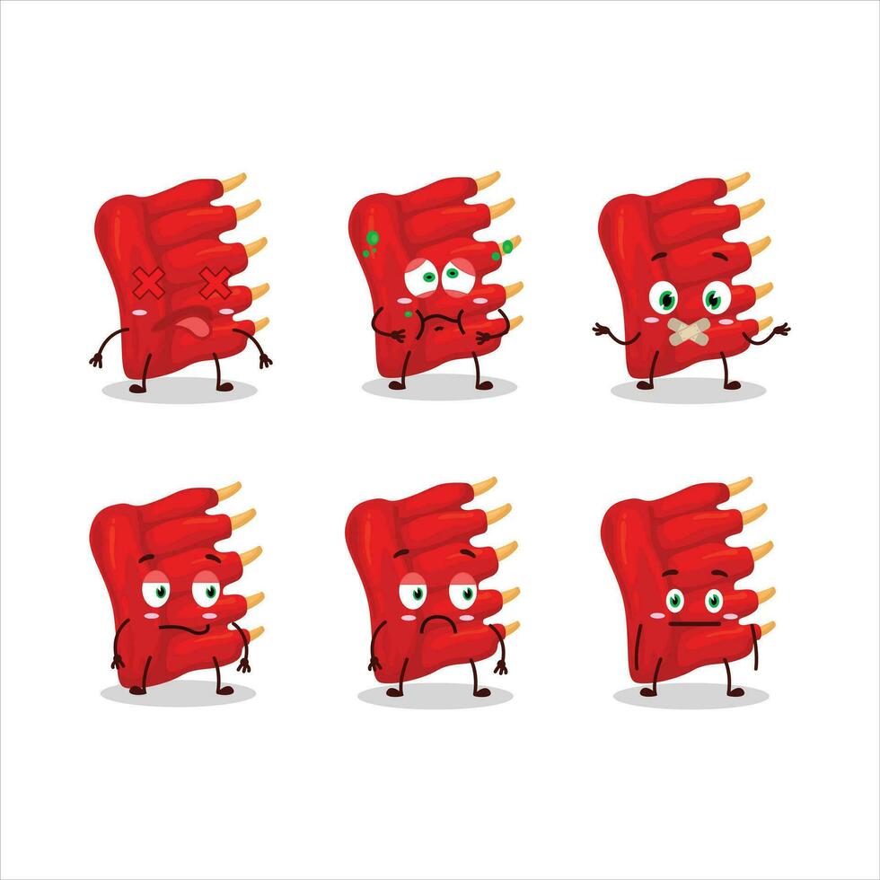 Beef ribs cartoon character with nope expression vector