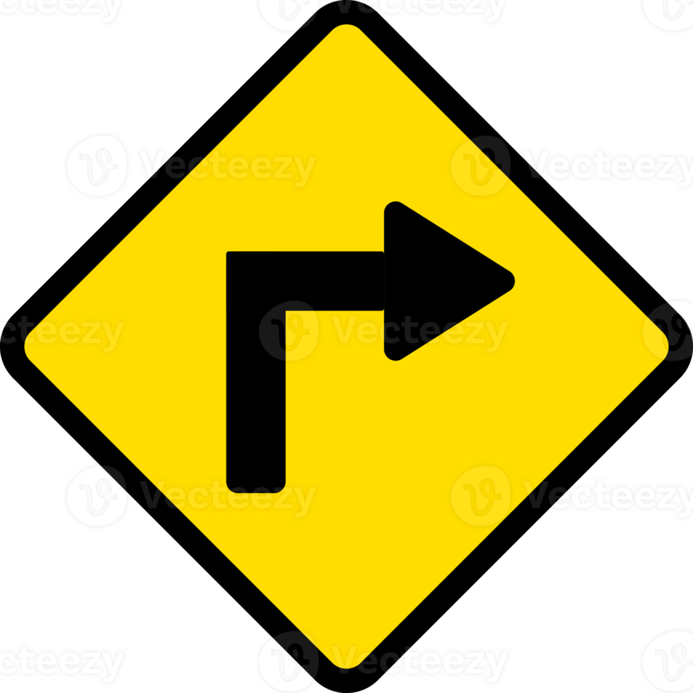 Sharp curve to right, Road signs, warning signs icons. png